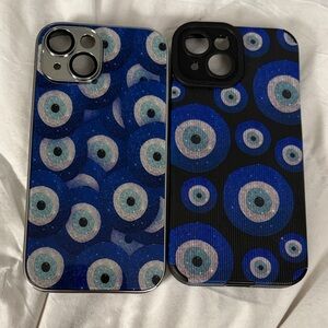 Blue and Black Eye Pattern iPhone 15 Cases